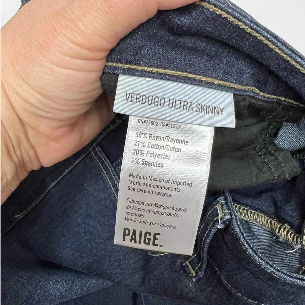 PAIGE JEANS VERDUGO ULTRA SKINNY JEANS TRANSCEND VINTAGE Dark Wash Size 10/30